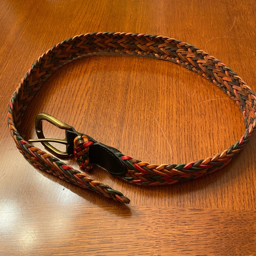 Leather braided belt